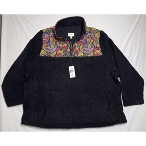 NWT Vera Bradley Teddy Fleece Pullover Midnight Garden Paisley Women's 3X